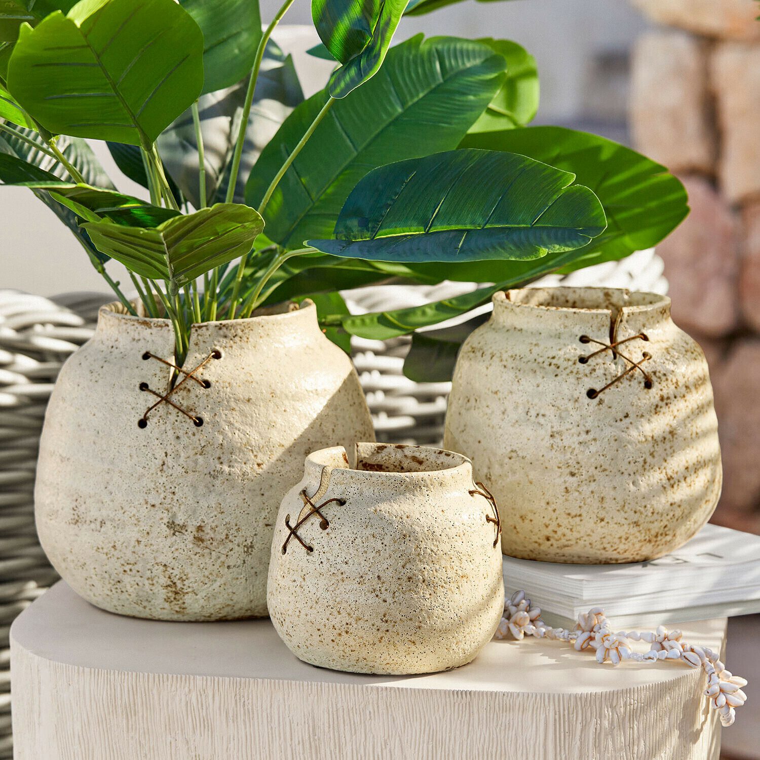 Mirabeau Übertopf Vase 3er Set Halvenby grau