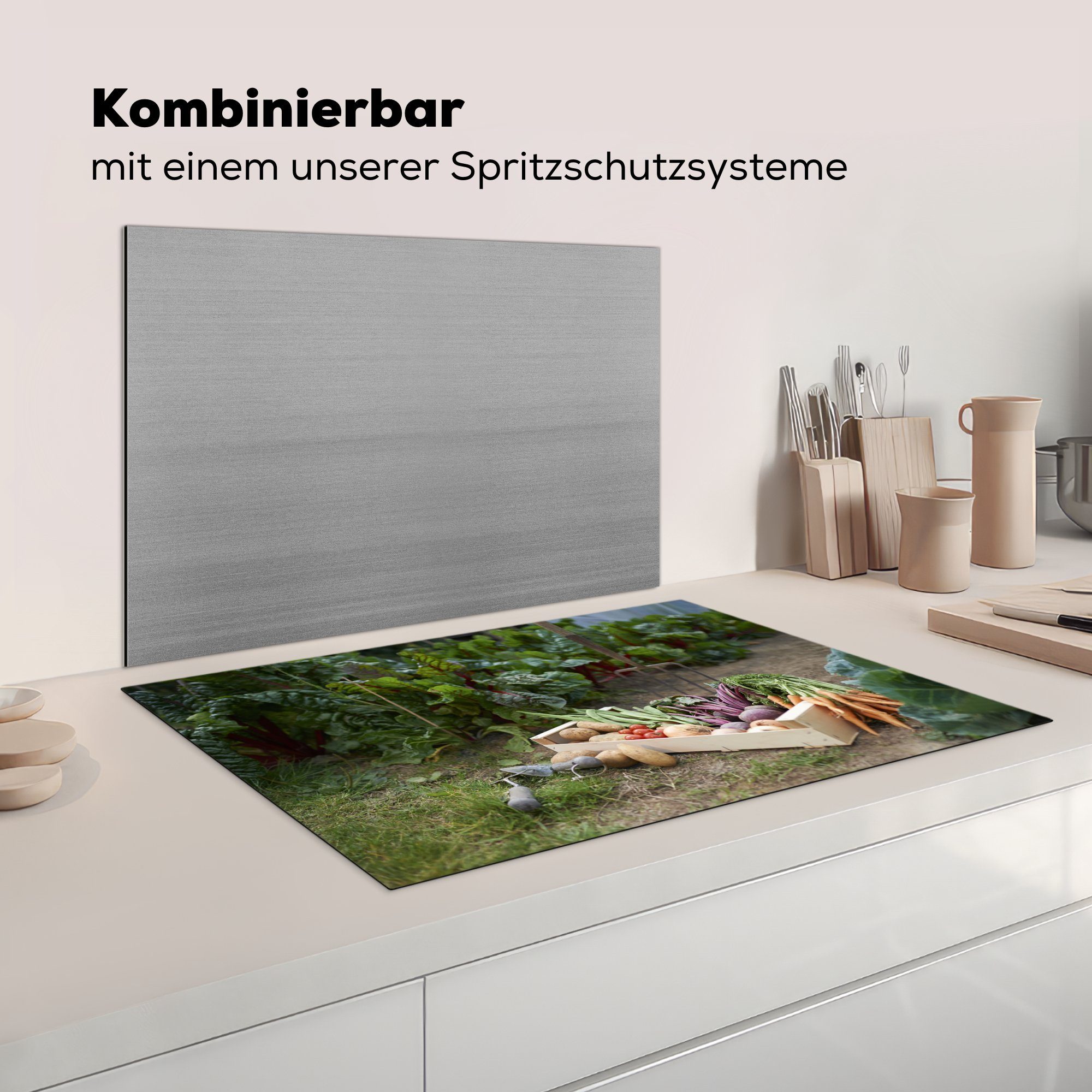 cm, Gemüse Herdblende-/Abdeckplatte (1 Induktionskochfeld Schutz MuchoWow im 81x52 Vinyl, die küche, tlg), Ceranfeldabdeckung für Garten,