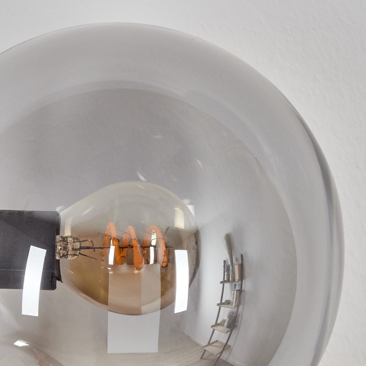 hofstein Wandleuchte Wandlampe aus Metall/Glas in Schwarz/Gold/Bernstein/Rauch, moderne Wandleuchte im Retro/Vintage-Design (Schirme 15 cm), E14