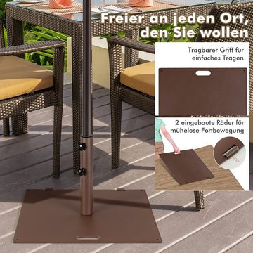 COSTWAY Schirmständer, 60cm quadratisch mit Rädern & Griff