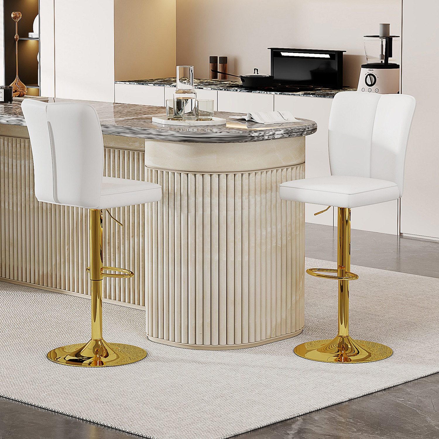 ANYSUN Barhocker Höhenverstellbarer Barhocker im 2er-Set,360° drehbar. (Ergonomische Gepolsterte Barstühle mit Rückenlehne), Barstühle,Küchenstuhl, geeignet für Kücheninseln.