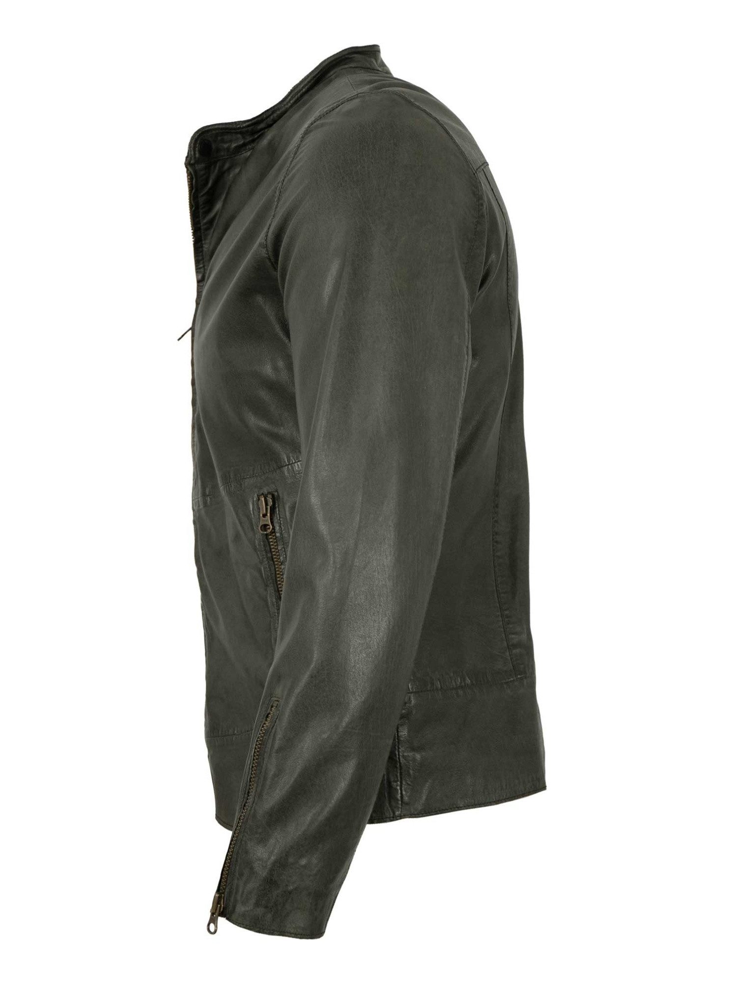 Freaky Nation Lederjacke Chrissi-FN Freaky Nation - Herren Lederjacke Lammnappa khaki