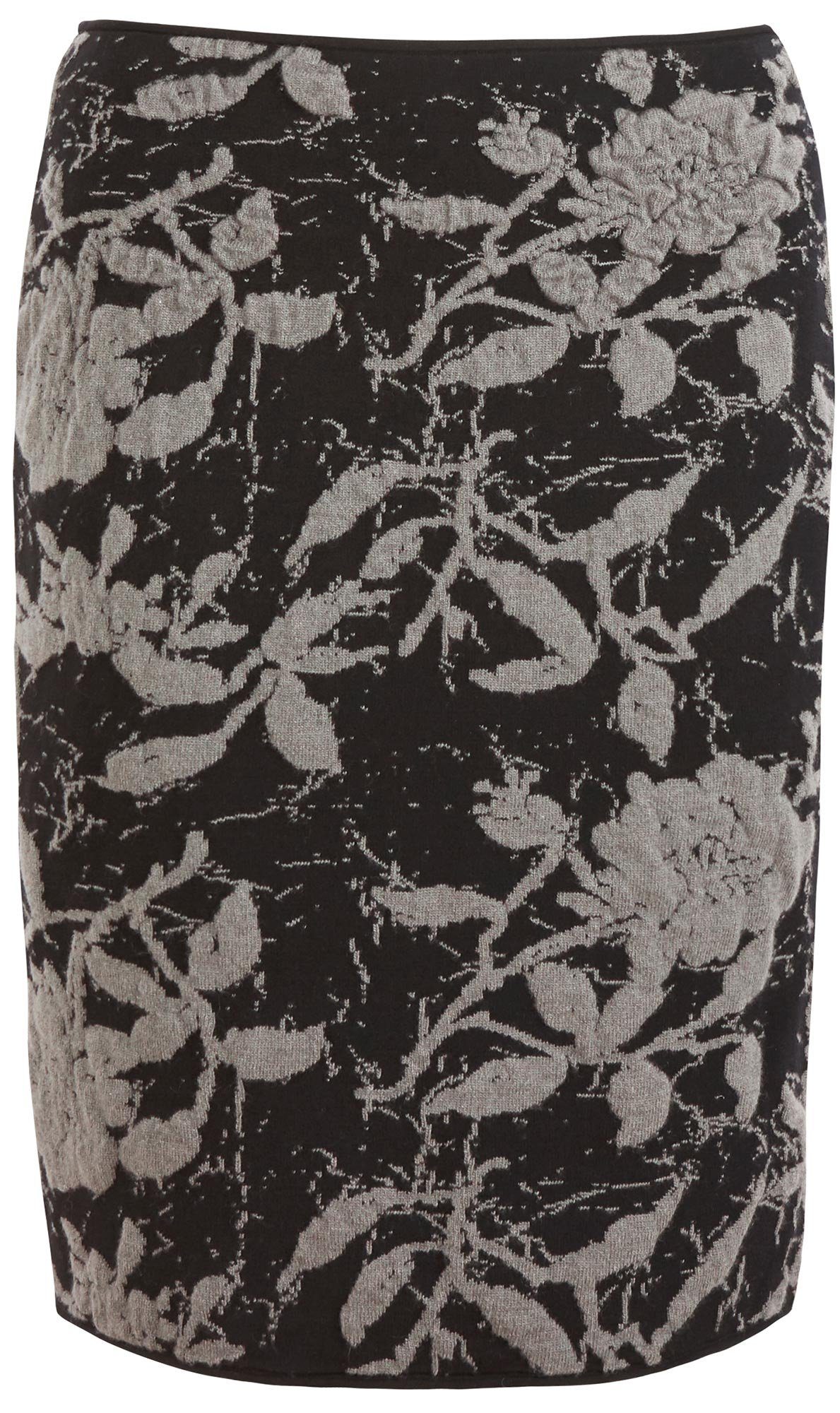 MIA MAI Strickrock HELEN (mit Muster 3D Nero-Silber gestrickte florale Gummibund)