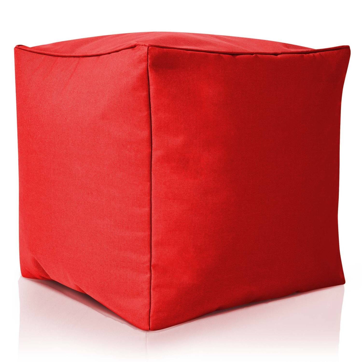 Green Bean Sitzsack Cube (Hocker 40x40x40cm mit EPS-Perlen Füllung, Fußhocker Fußkissen Sitz-Pouf für Sitzsäcke), Bodenkissen für Kinder und Erwachsene - Sitzkissen Sitzhocker Rot