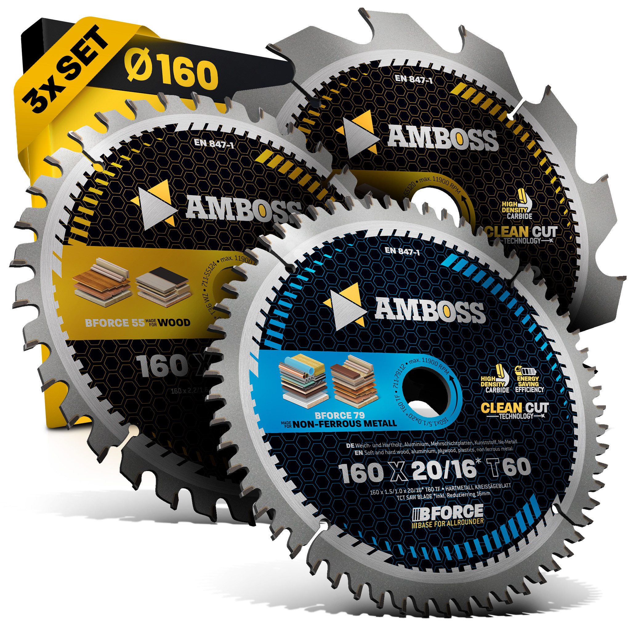 Amboss Werkzeuge Kreissägeblatt Amboss Ø160 Hand- Kreissägeblatt Set passend für