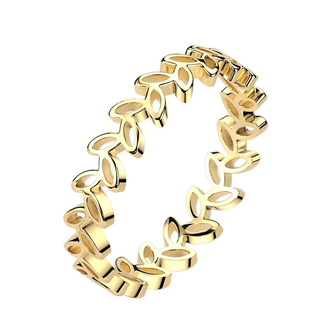 Order & Smile Schmuck Fingerring Ring Blätterranke: Damenring gold aus Edelstahl