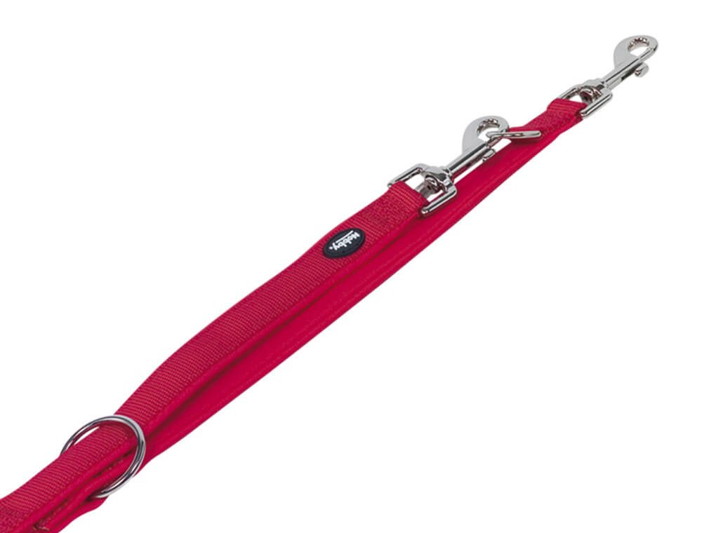 Nobby Hundeleine Führleine "Classic Preno", rot, XS-S, Nylon-Neopren, 3-fach verstellbar, weicher Griff durch Neoprenfutter