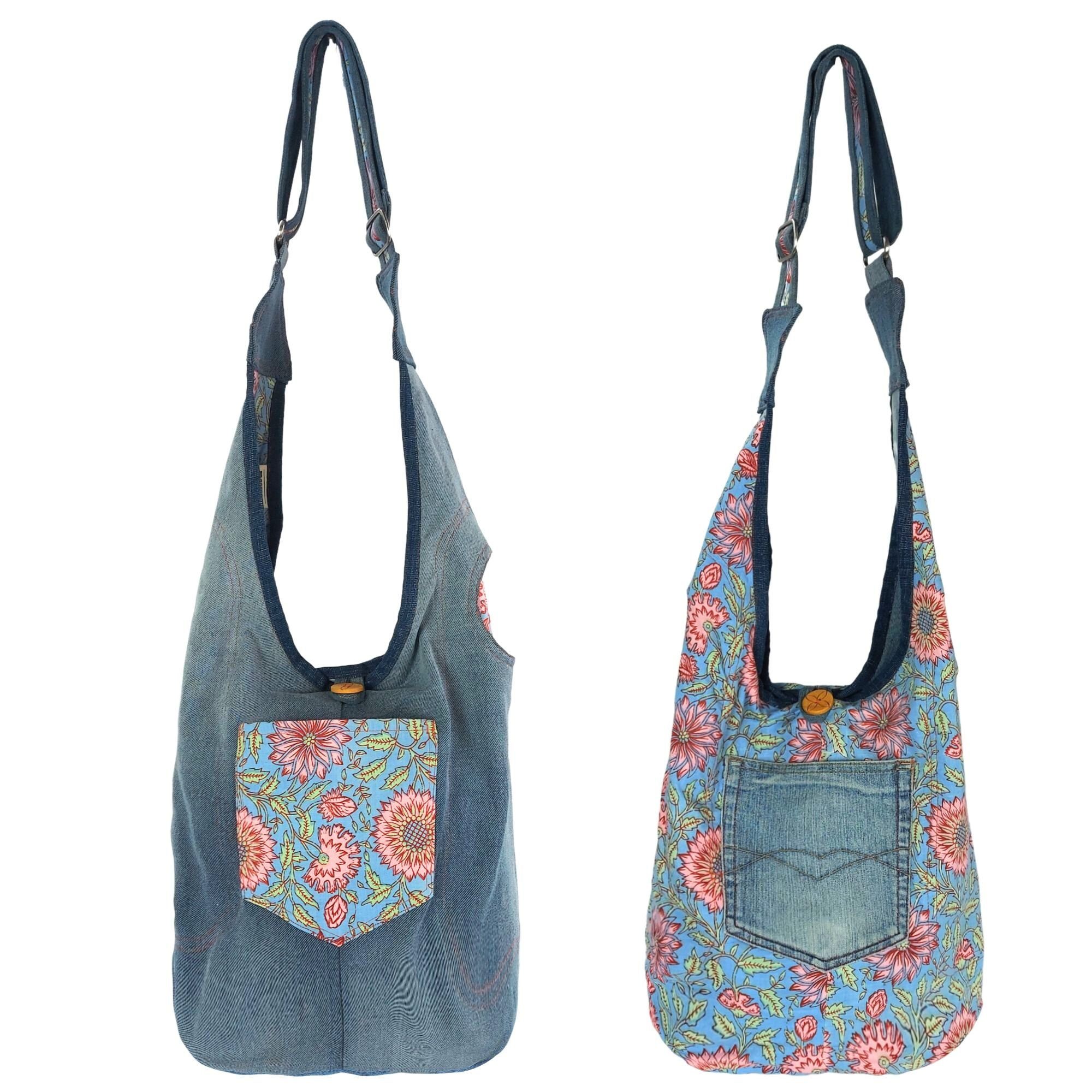 Sunsa Hobo Эко-товарe Hobo Tasche, 2 Steig tragbare Umhängetasche Jeanstasche, Wendbare Tasche, 2 Seitig tragbare Tasche
