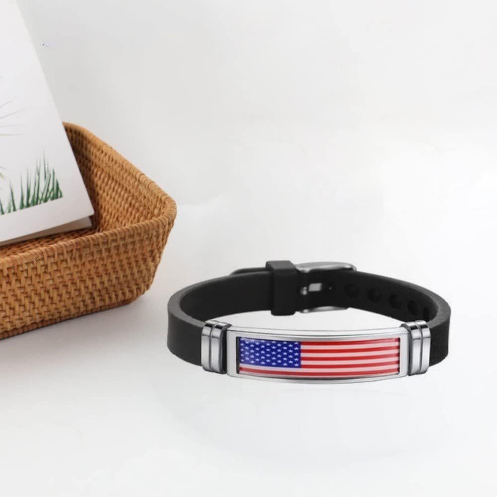 Armband USA Flagge Silikon Armband 2 Stück Verstellbar Amerika Fan Geschenk