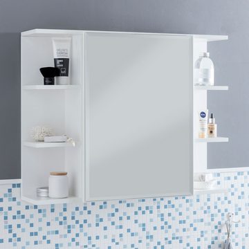 Wohnling Spiegelschrank WL5.754 (Hängeschrank Weiß 80x64,5x20cm, Badregal Modern) Badezimmerschrank mit Spiegel, Schränkchen Bad