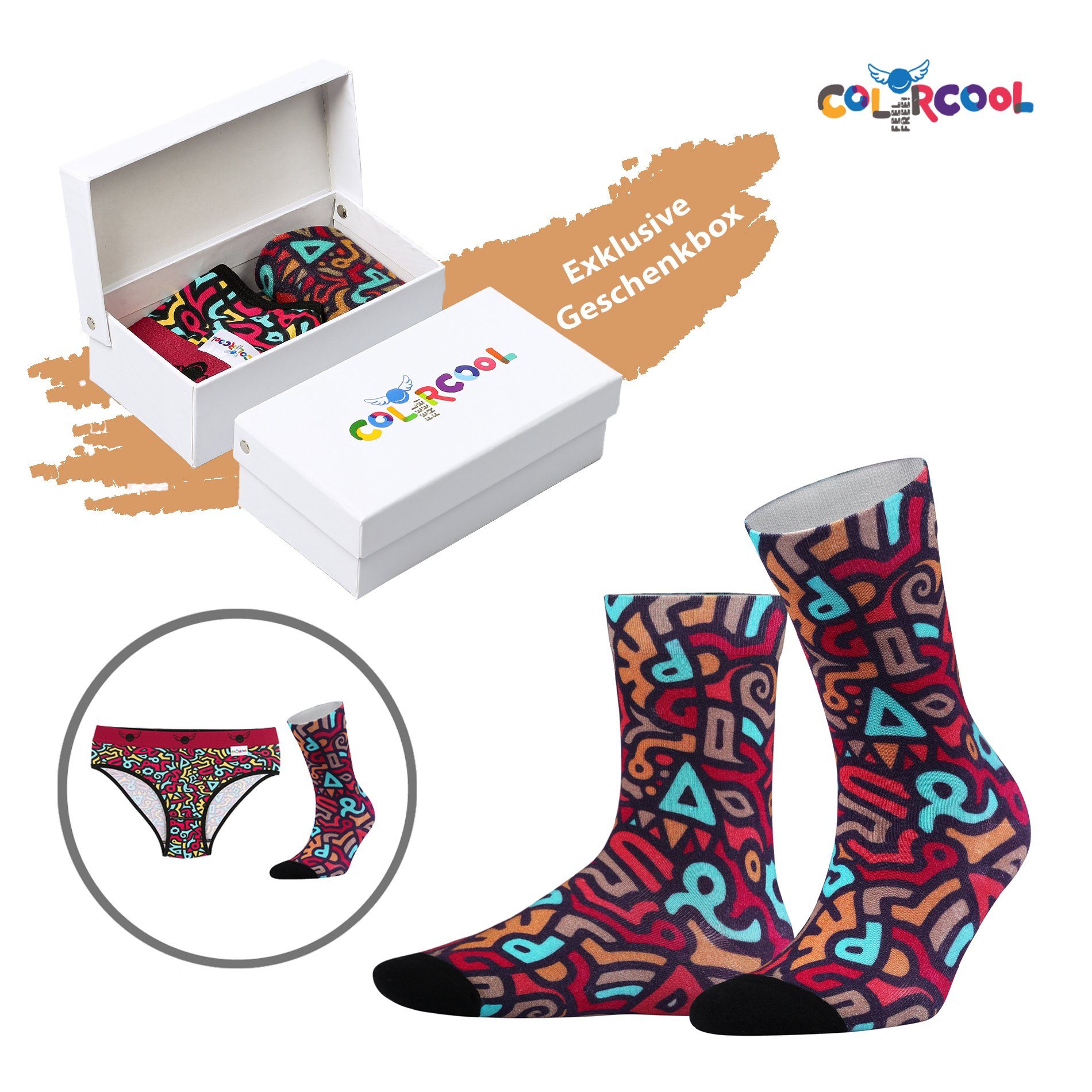 Colorcool Freizeitsocken 70S Vibes Retro Muster Hipster und Носки