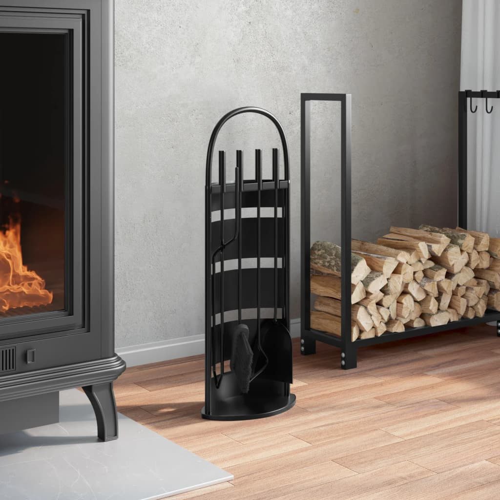 vidaXL Reinigungselement 5-teiliges Kaminbesteck-Set 23 x 15 x 66 cm Stahl
