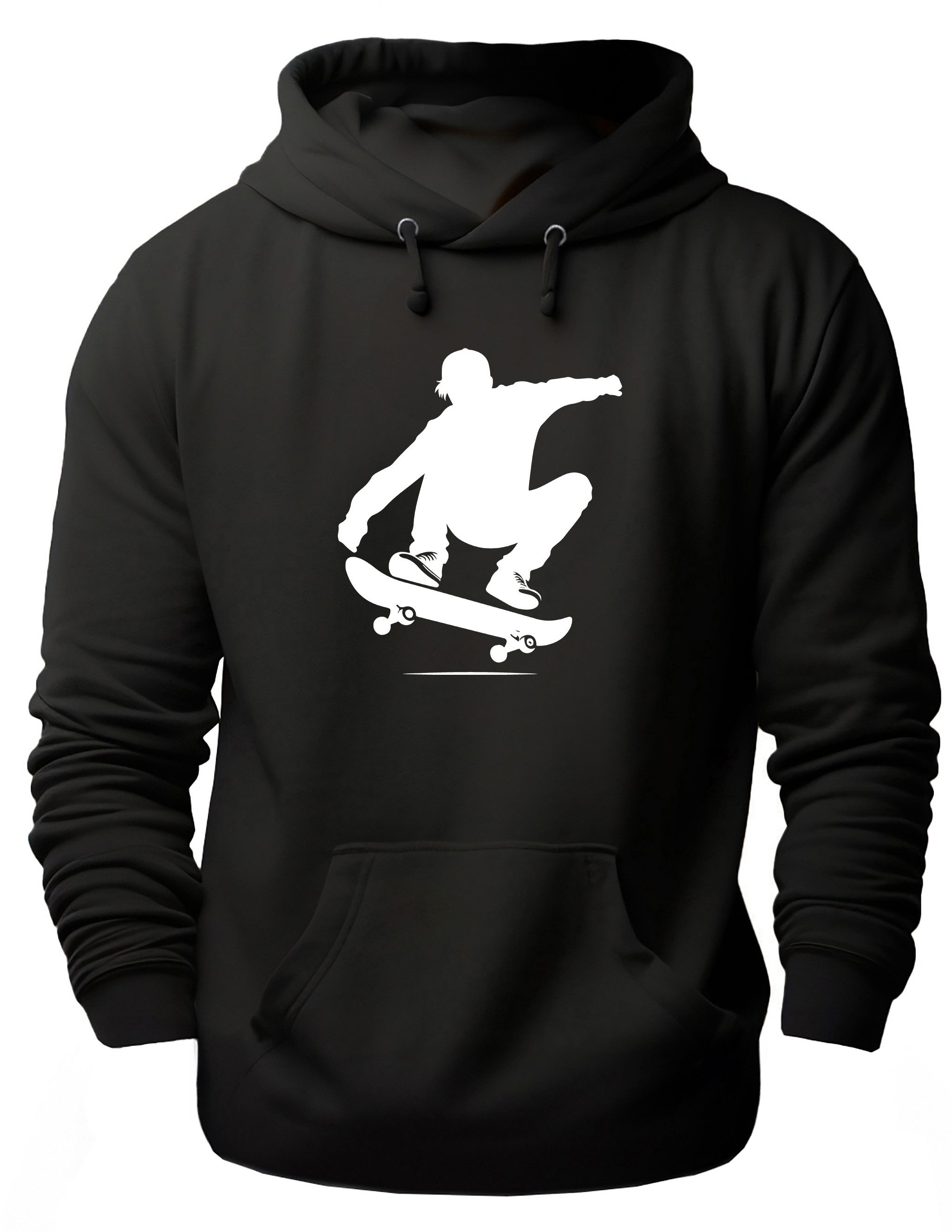 MyDesign24 Hoodie Skater Kapuzen Pulli - Skateboarder beim Jump Herren und Damen Kapuzensweater - Skater Hoodie i732