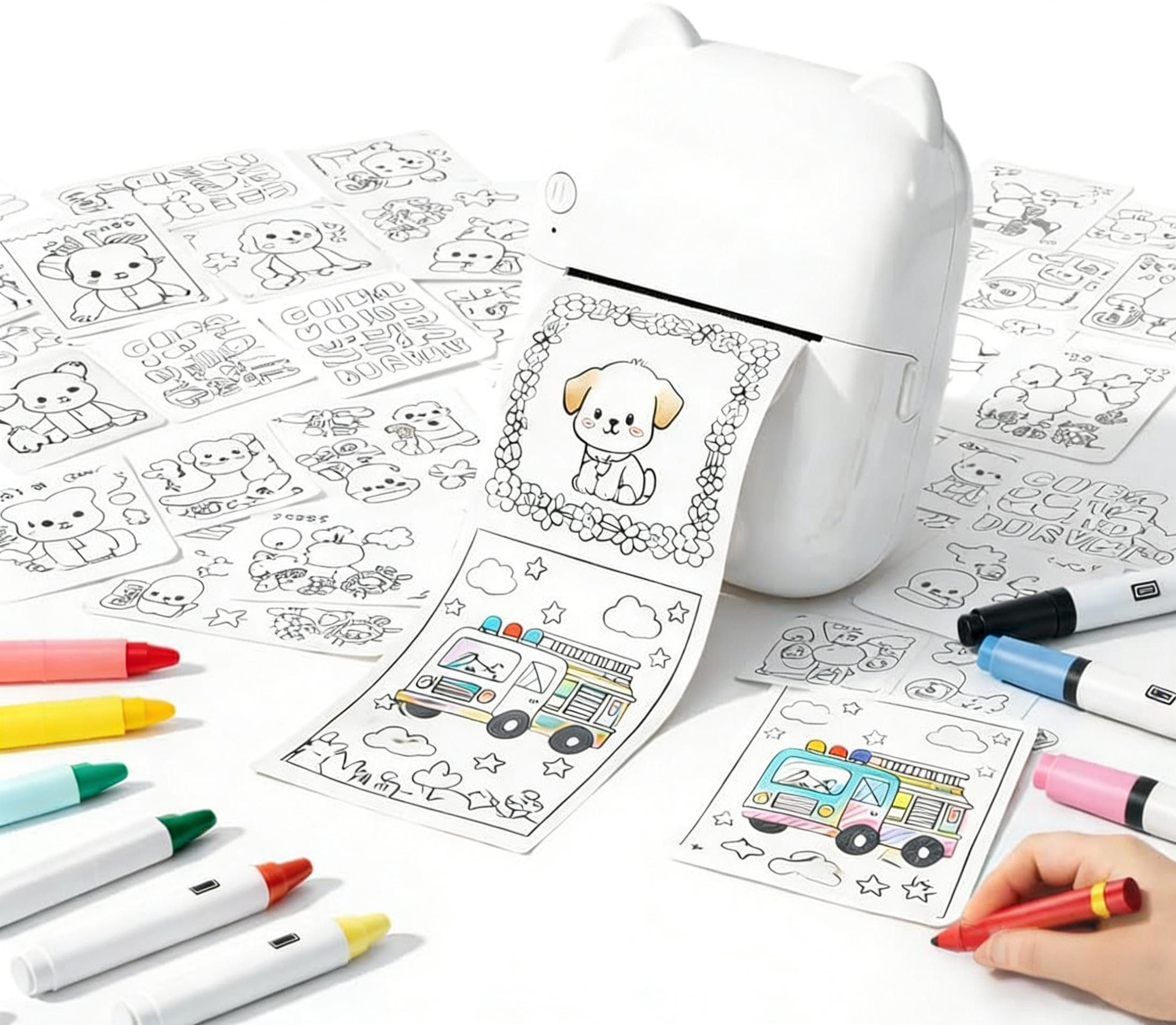 Luckice AI Sprachgesteuerter Mini Thermodrucker für Kinder Mini-Drucker, (Tragbarer Tintenloser Stickerdrucker mit Foto- & Bildgenerierung, Lernfunktion für Notizen, Malvorlagen, Tagebuch & DIY Bastelprojekte)