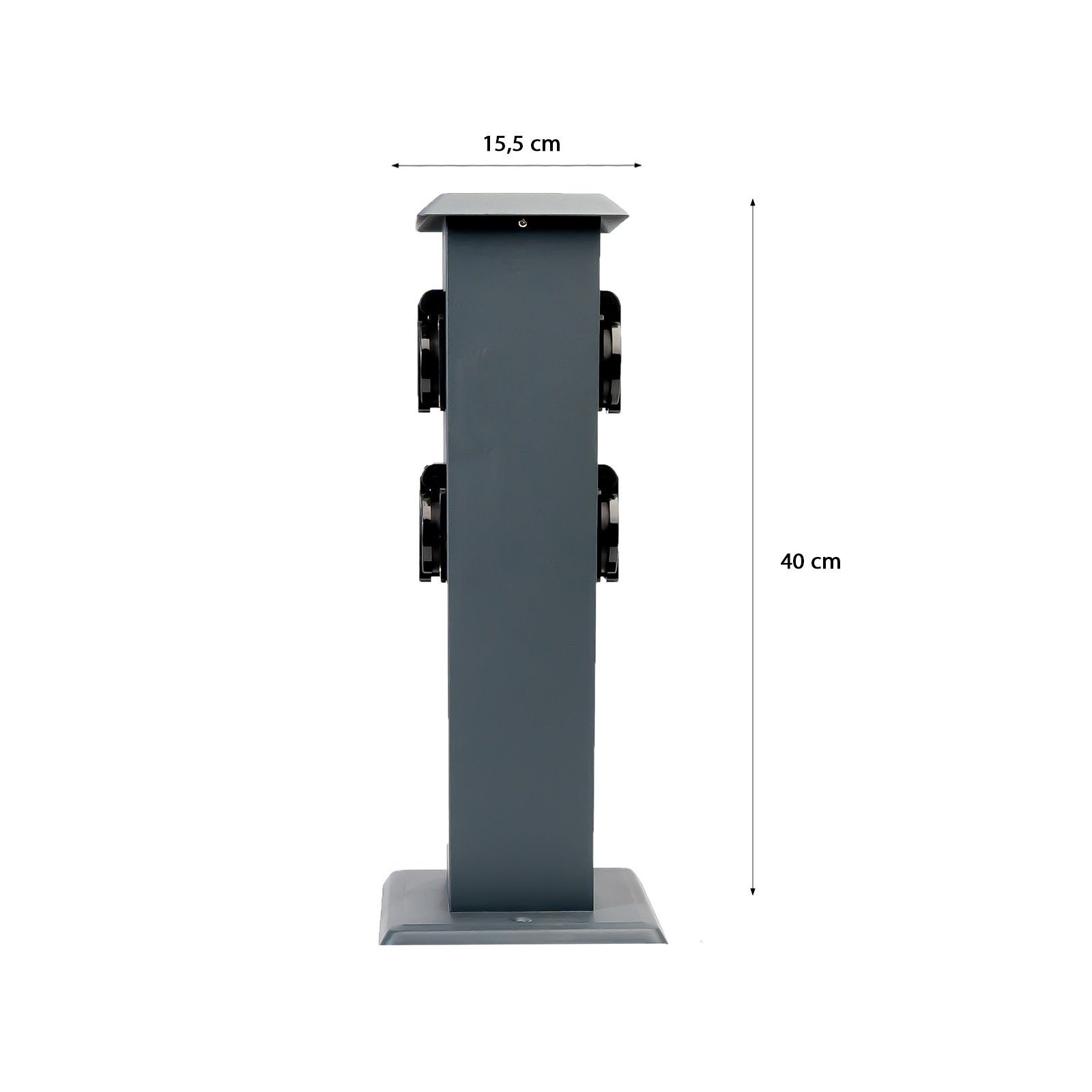 Grafner Gartensteckdose Steckdosensäule anthrazit 4 Außensteckdosen Edelstahl Gartensteckdose, anthrazit, 4 Steckdosen