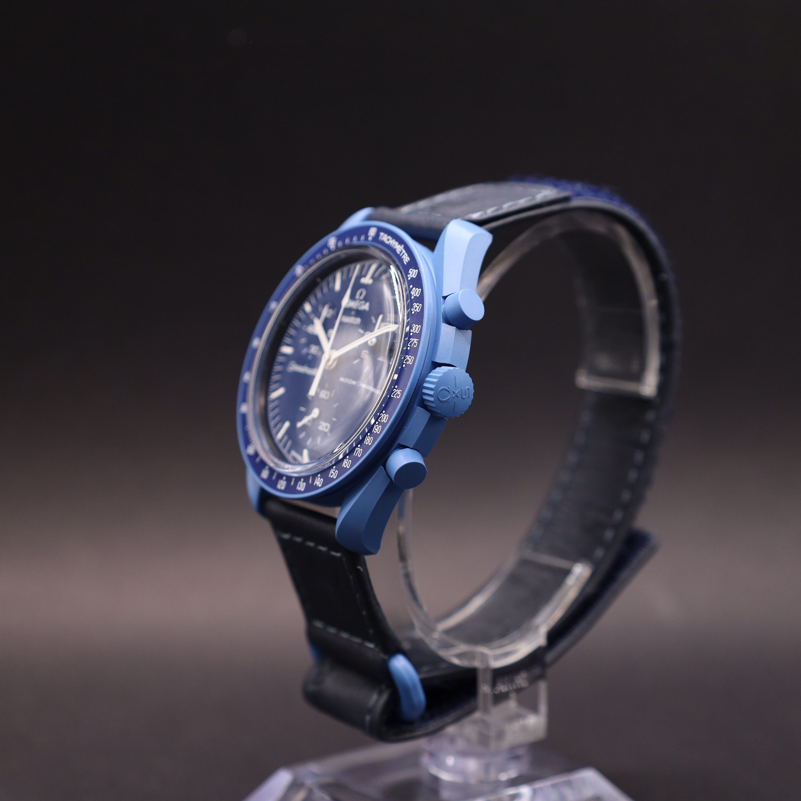 Swatch Chronograph OMEGA x Swatch MoonSwatch Mission to Neptune Straußenleder SO33N100C, (1-tlg)