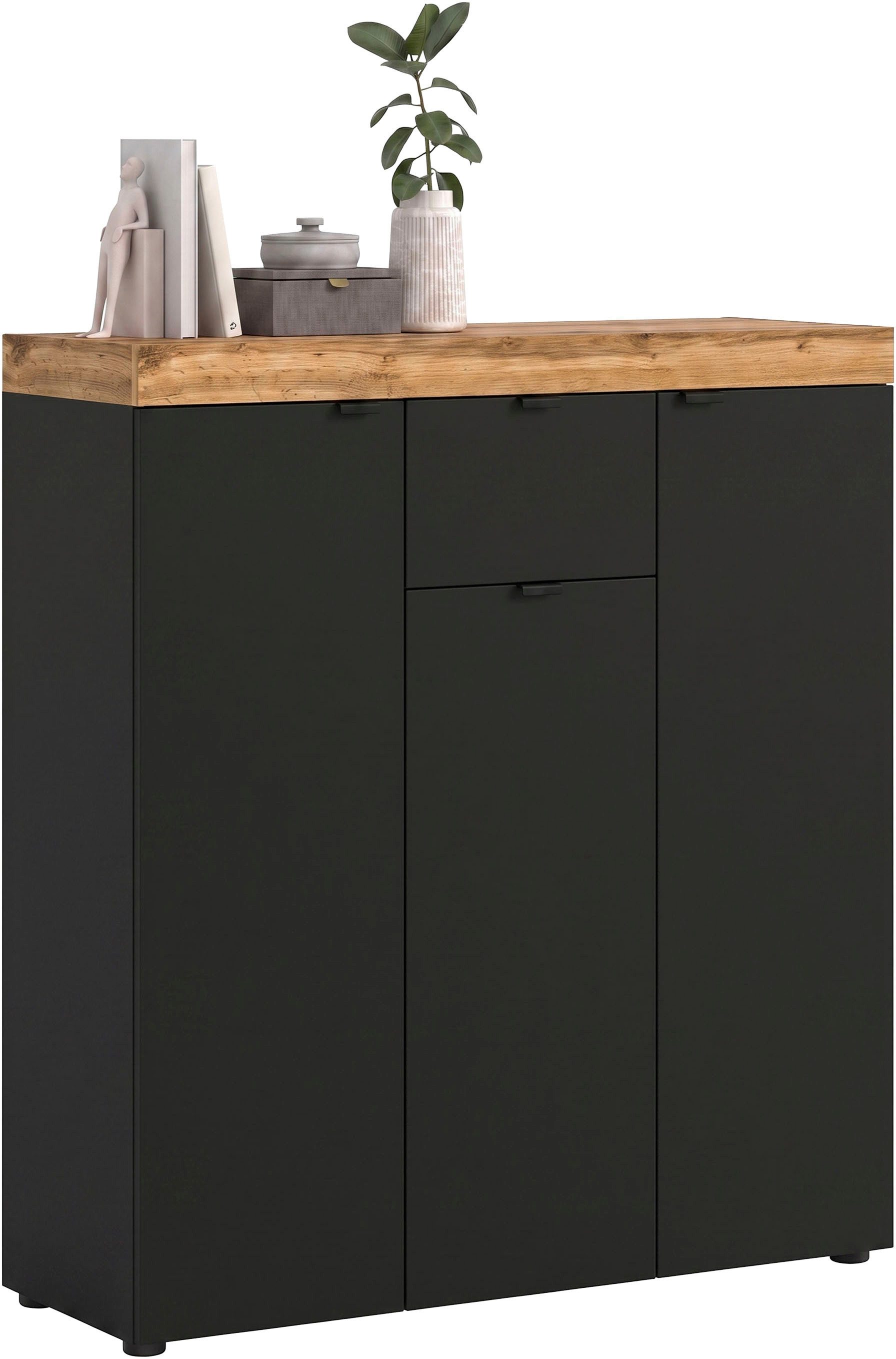 OTTO home Highboard MAMBO II, Breite 105cm, 3 Türen, 1 Schubkasten, 9 Fächer (1 St., 2-farbige Ausführung, in verschiedenen modernen Trendfarben erhältlich), Kommode, Sideboard, Wohnzimmer, Schlafzimmer