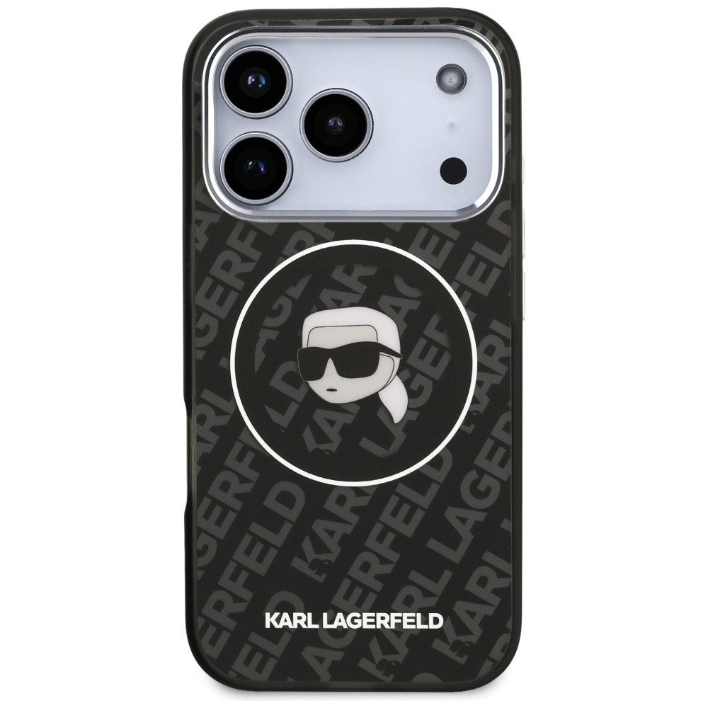KARL LAGERFELD Handyhülle MagSafe iPhone 17 Pro Kunststoff schwarz transparent Logo 6,3 Zoll, Kantenschutz