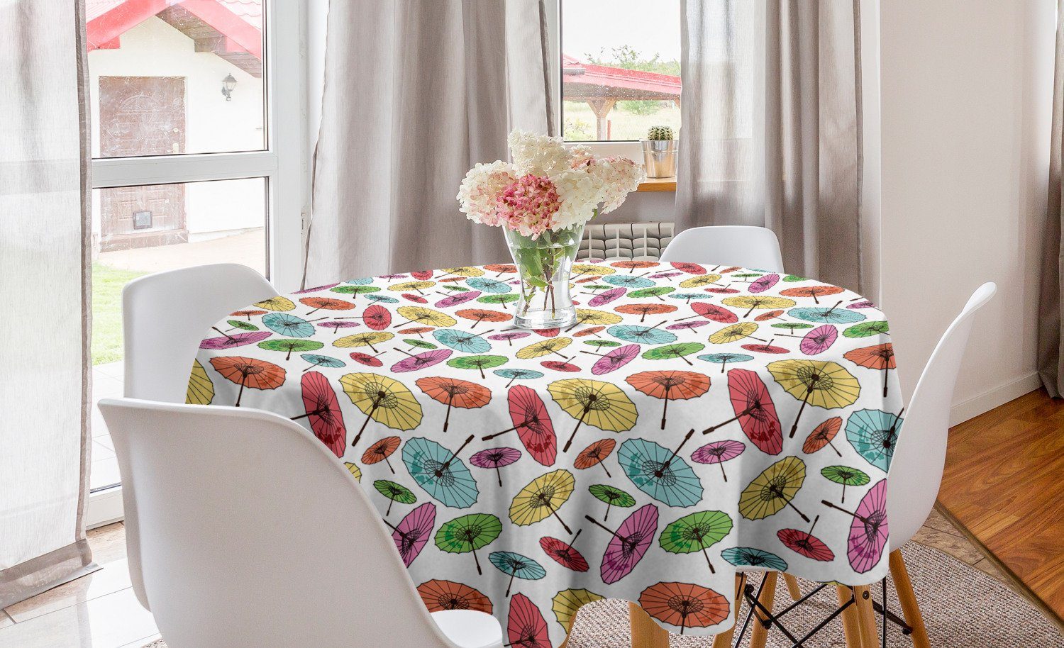 Abakuhaus Tischdecke Abdeckung Dekoration, Asiatischen Esszimmer Regenschirm Tischdecke Stil Kreis Küche für Zubehör