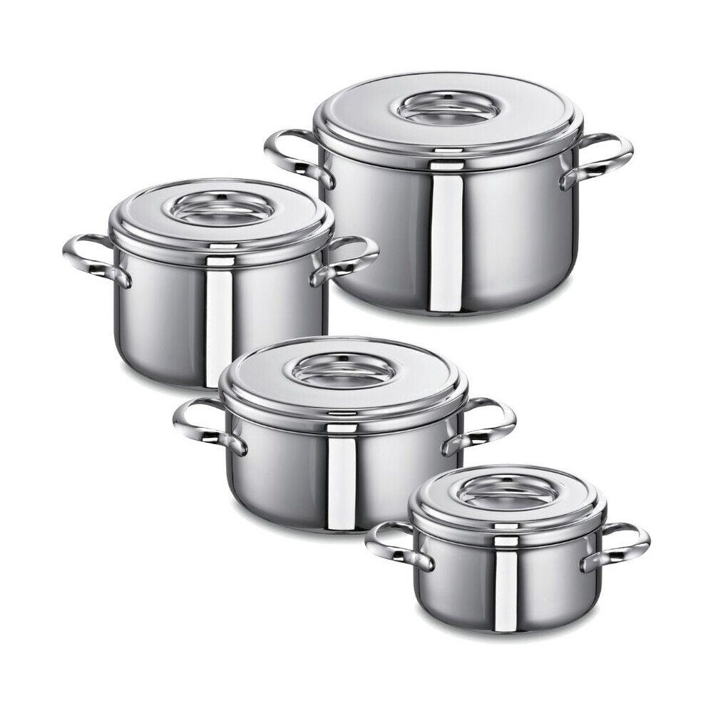 SCHULTE-UFER Geschirr-Set Multi-Set 4-tlg. Romana i, 18/10 Edelstahl, Ø16cm, Edelstahl, spülmaschinenfest, backofengeeignet
