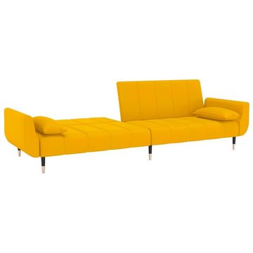 vidaXL Sofa Schlafsofa 2-Sitzer mit 2 Kissen Gelb Samt Schlafcouch Schlaffunktion