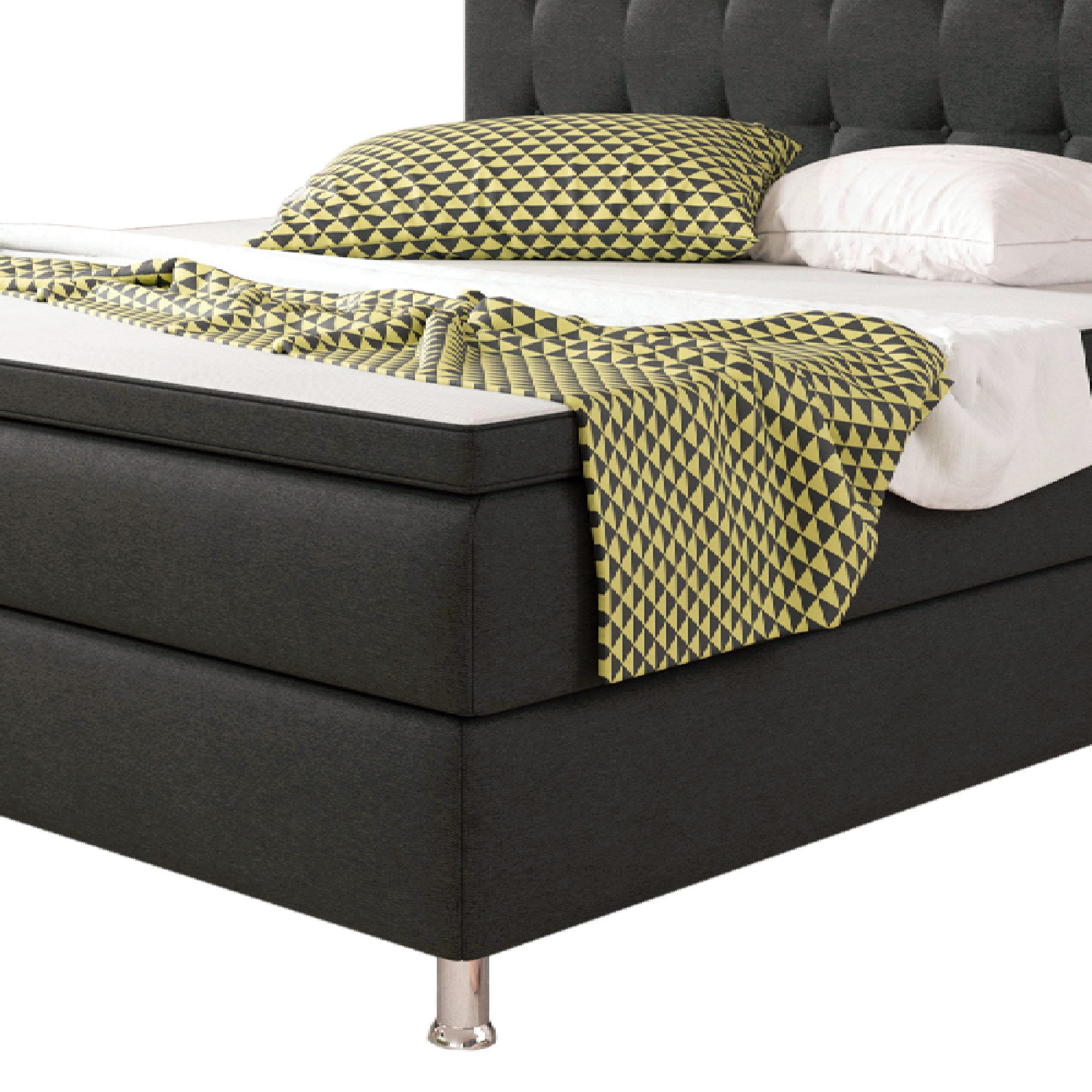 inter Boxspringbett Boxspringbett K-01 Webstoff (Komplettbett Set, Bett 180x200 cm inkl.Kopfteil mit 7-Zonenmatratzen und Topper), H3, SOFORT LIEFERBAR