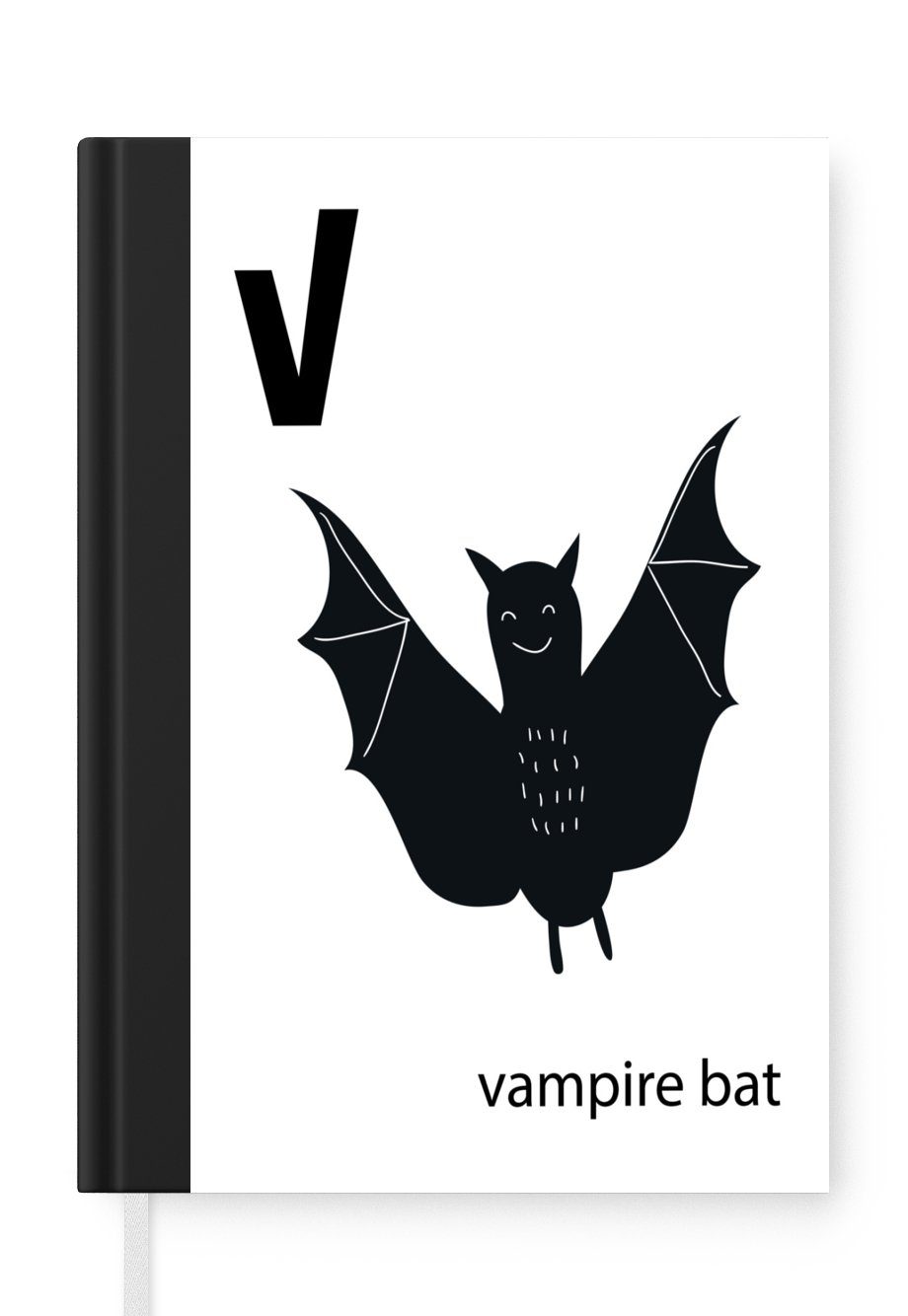 MuchoWow Notizbuch Fledermaus - Vampirfledermaus - Tiere - Alphabet - Lernen - Buchstabe, Journal, Merkzettel, Tagebuch, Notizheft, A5, 98 Seiten, Haushaltsbuch