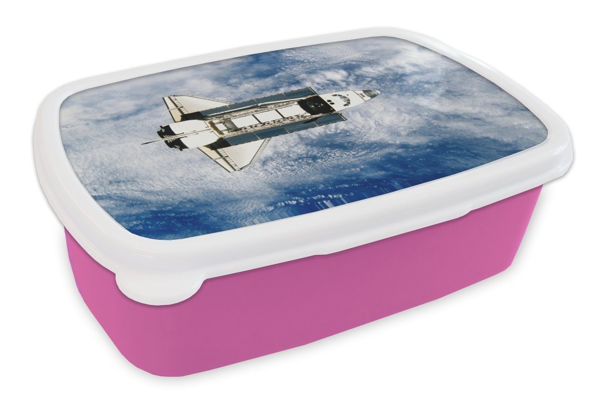 Brotdose Shuttle Kunststoff, Space fliegt Snackbox, Universum, Lunchbox für Mädchen, Kinder, rosa hoch Kunststoff MuchoWow ins (2-tlg), Erwachsene, Brotbox