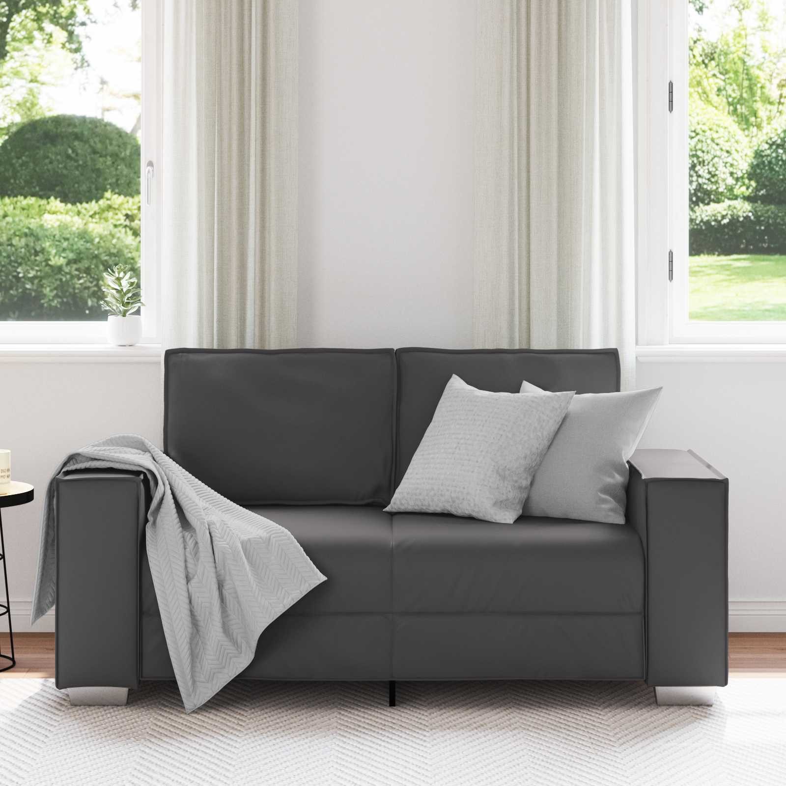 vidaXL Sofa Zweisitzer-Sofa Grau 160 cm Kunstleder, 1 Teile – Bild 3 von 5