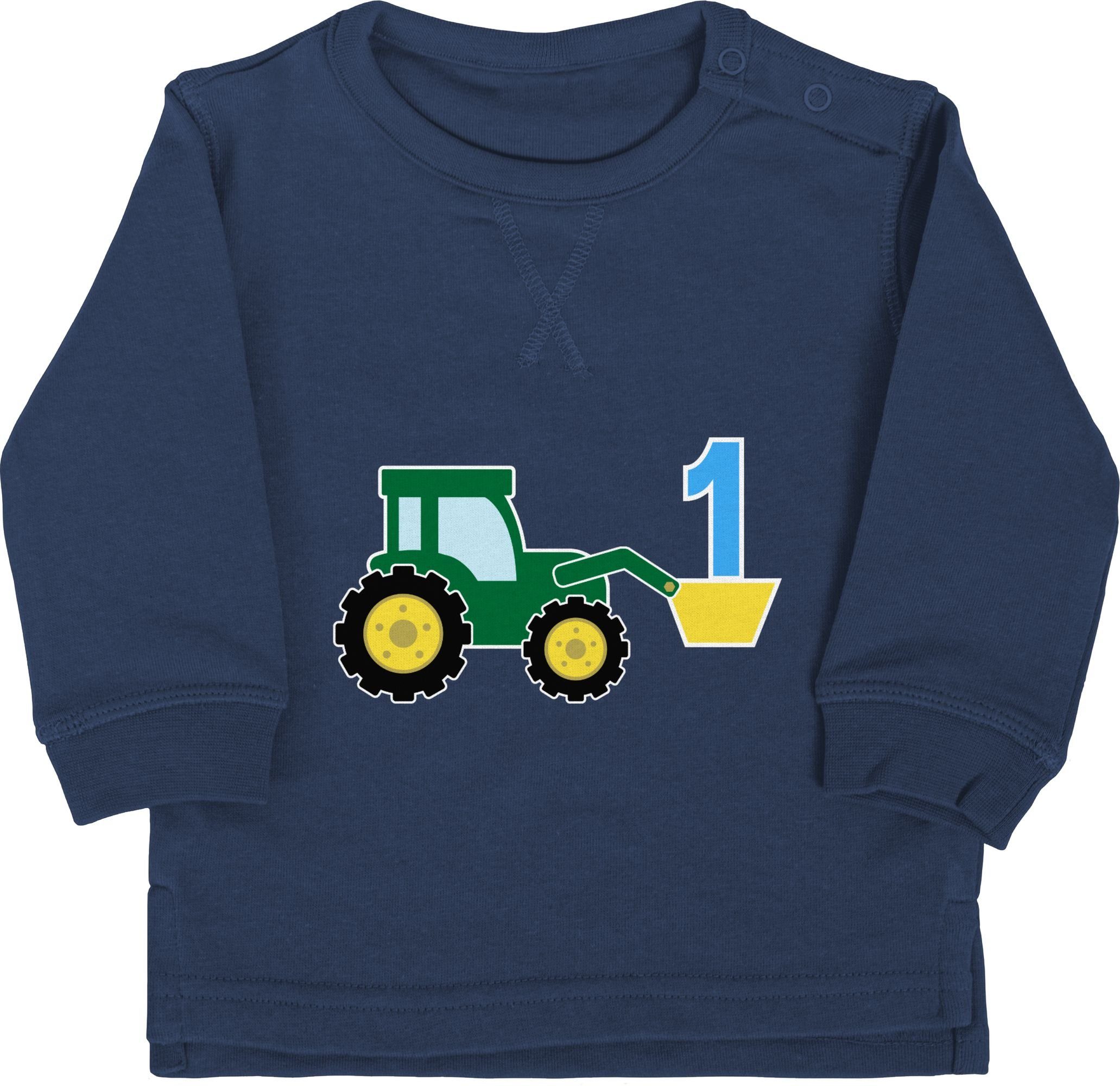 Shirtracer 1. Traktor Sweatshirt Blau 1 Geburtstag Navy Ernster