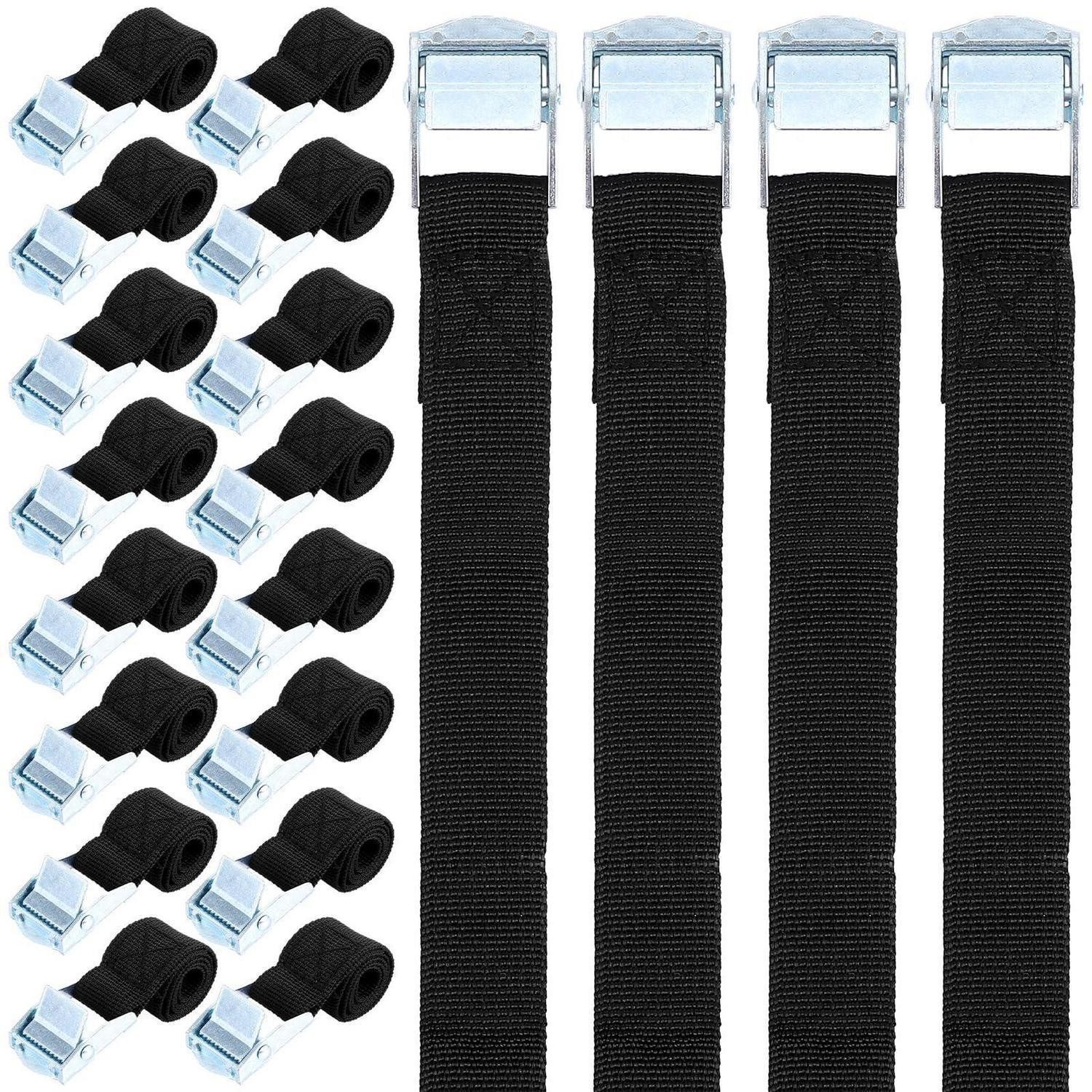 LuxusKollektion Spanngurt Spanngurte 20er-Set schwarz 2,5x35 cm verstellbar Klemmschloss