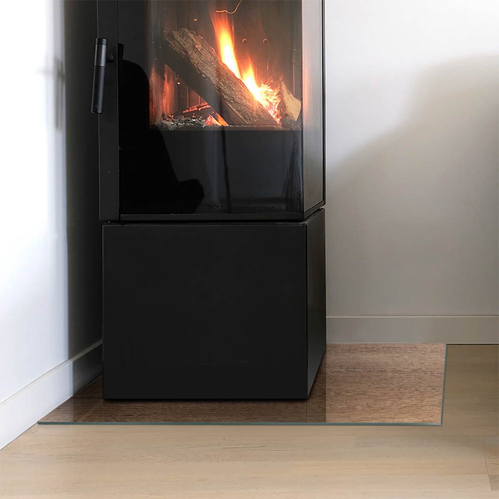 Tulup Bodenschutzplatte Braun Natürliches Holzmuster, Gehärtetem Glas Kaminbodenplatten – Bild 3 von 5
