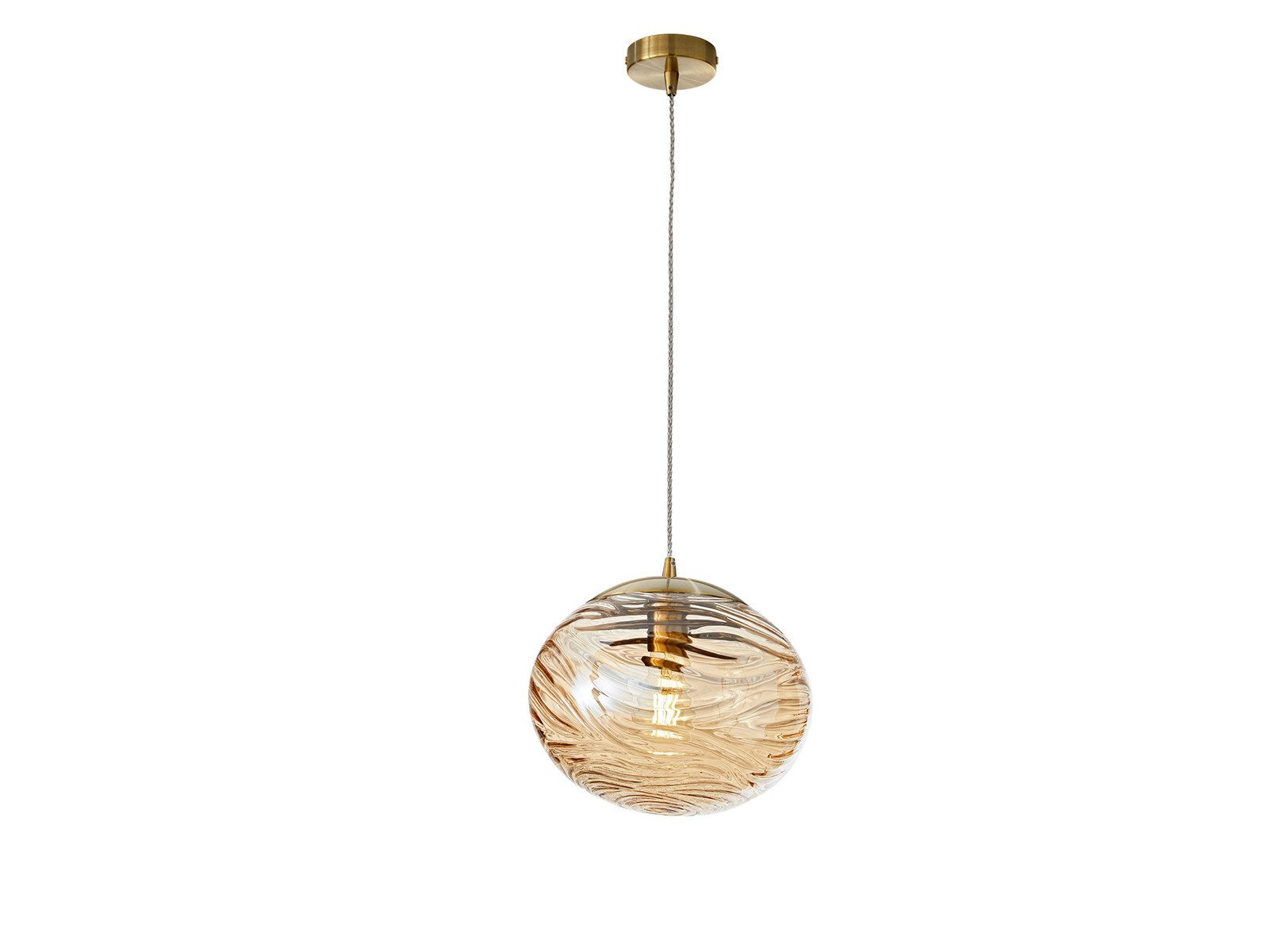 Luce Ambiente Design LED Pendelleuchte mit Glas Lampenschirm Ø 24,8cm, Dimmfunktion, LED wechselbar, Warmweiß, Retro Hängelampe einflammig, inkl. Leuchmittel mit 3 Stufen Dimmer