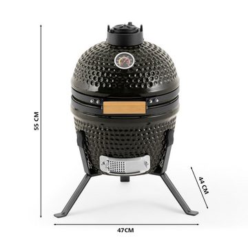 LANDMANN Keramikgrill Mini Ø27cm 56x142x120 50kg, 2-Personen inkl. Temperaturanzeige