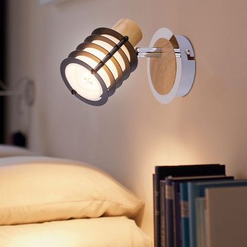 etc-shop Wandleuchte, Leuchtmittel nicht inklusive, Wandleuchte Innen Wandlampe Holz Metall Lampe Glas