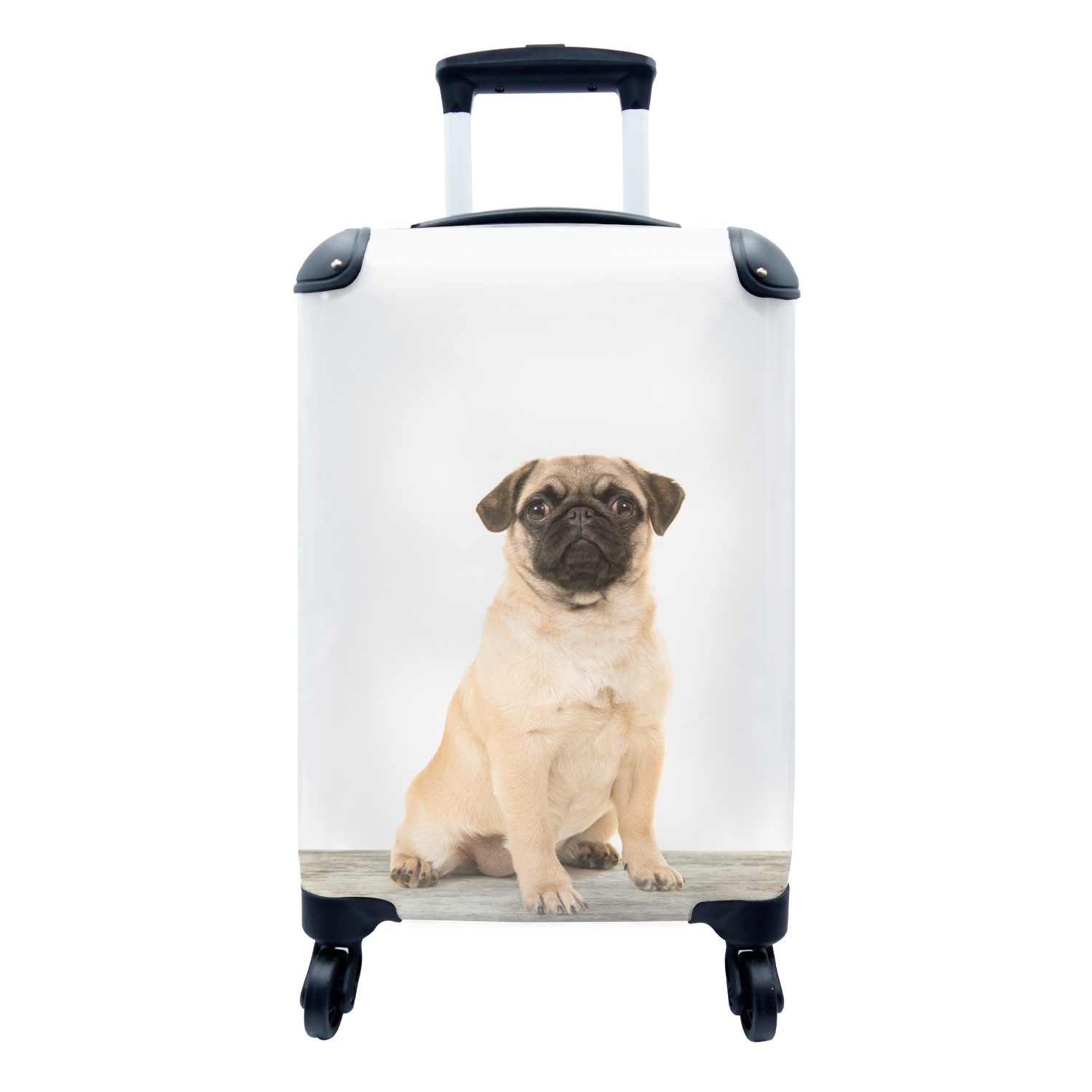 MuchoWow Handgepäckkoffer Hund - Mops - Tiere - Jungen - Mädchen - Spaß für Kinder, 4 Rollen, Reisetasche mit rollen, Handgepäck für Ferien, Trolley, Reisekoffer