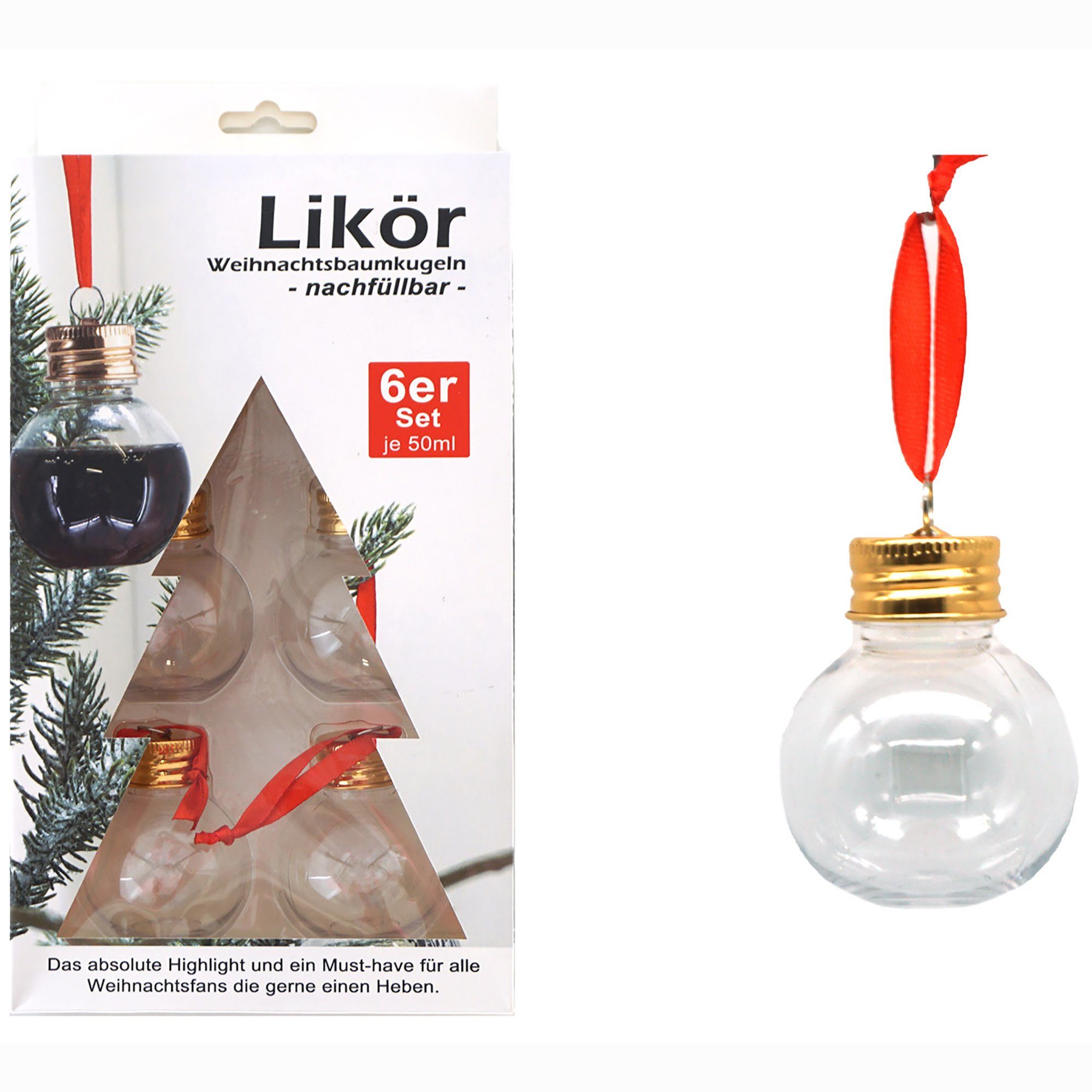 Annastore Christbaumschmuck Weihnachtskugeln zum Befüllen mit Likör