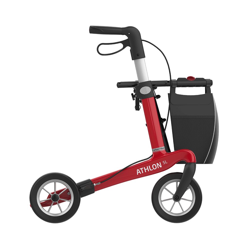Rehasense Rollator Rehasense Athlon SL Carbon Rollator, Gr. M PUR Softräder Racing Red, 8 Jahre Herstellergarantie