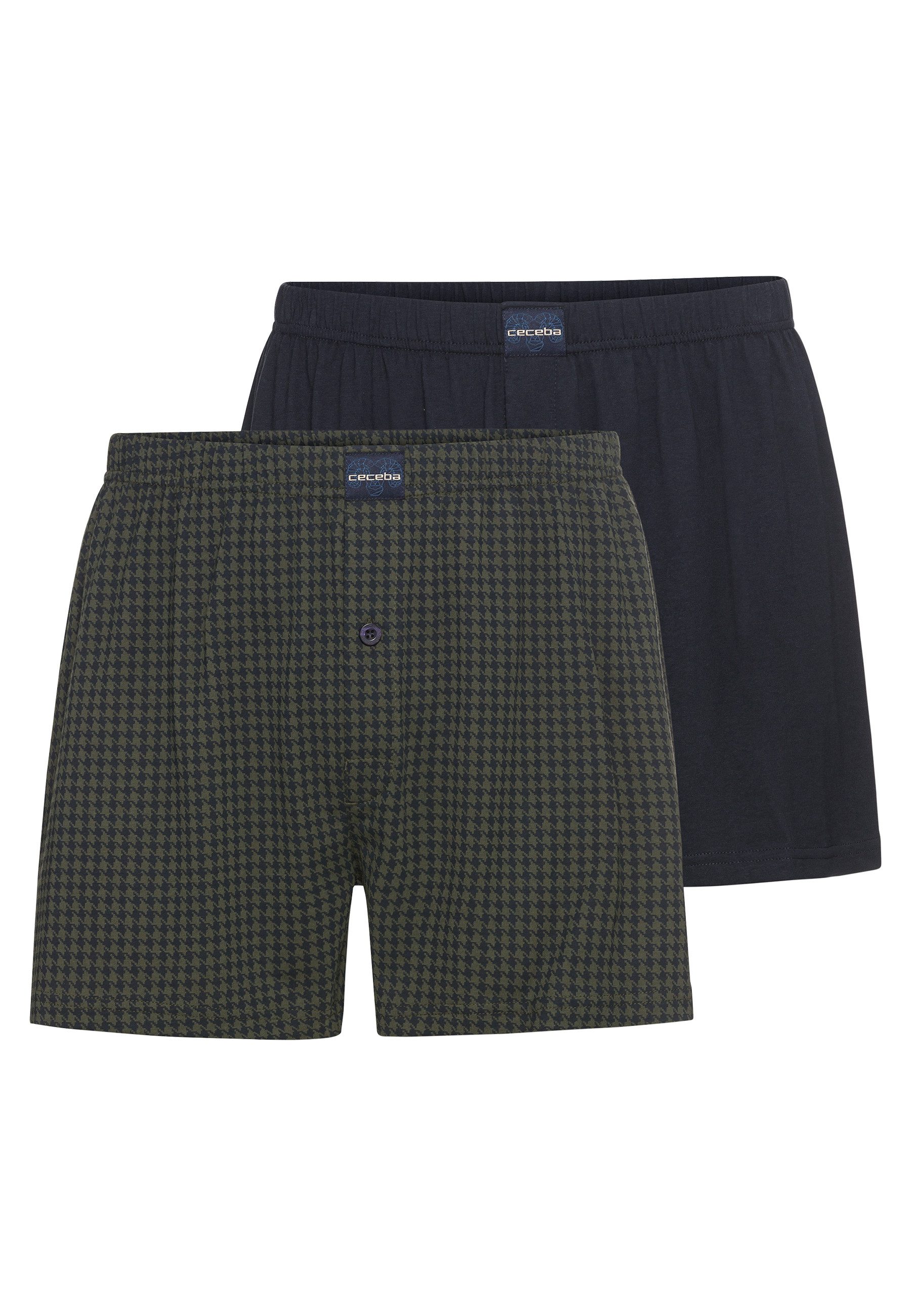 Boxershorts CECEBA Herren Boxershort grün uni 2er Pack