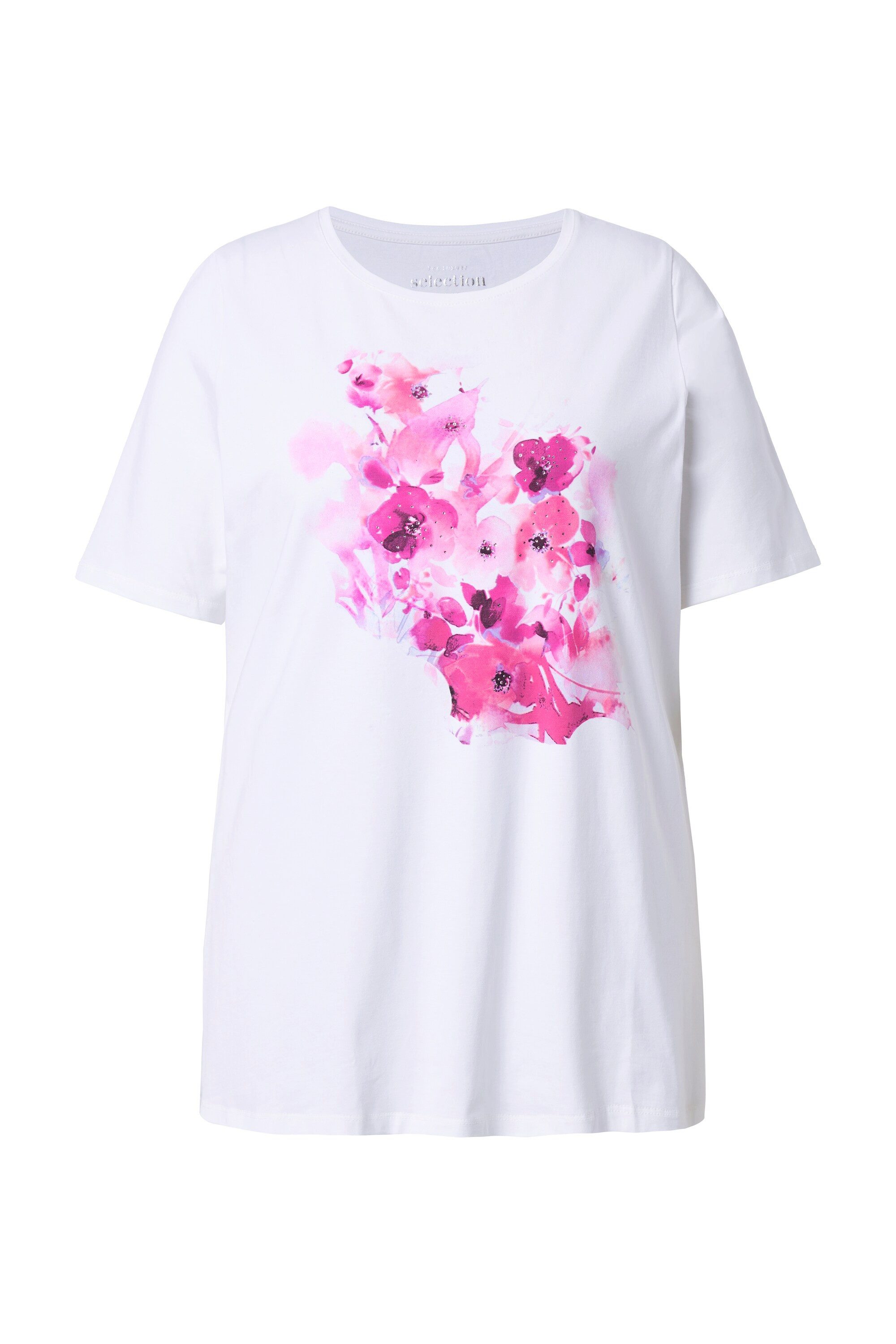 Ulla Popken T-Shirt T-Shirt Blüten A-Linie Rundhals Halbarm günstig online kaufen
