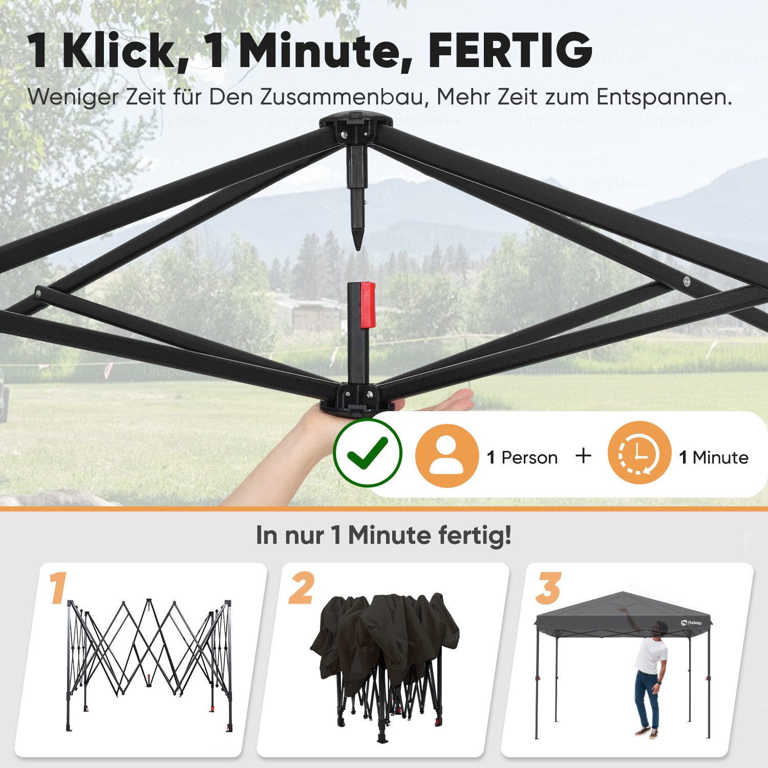 Sekey Faltpavillon 300x300 cm Pop-Up Pavillon, günstig online kaufen