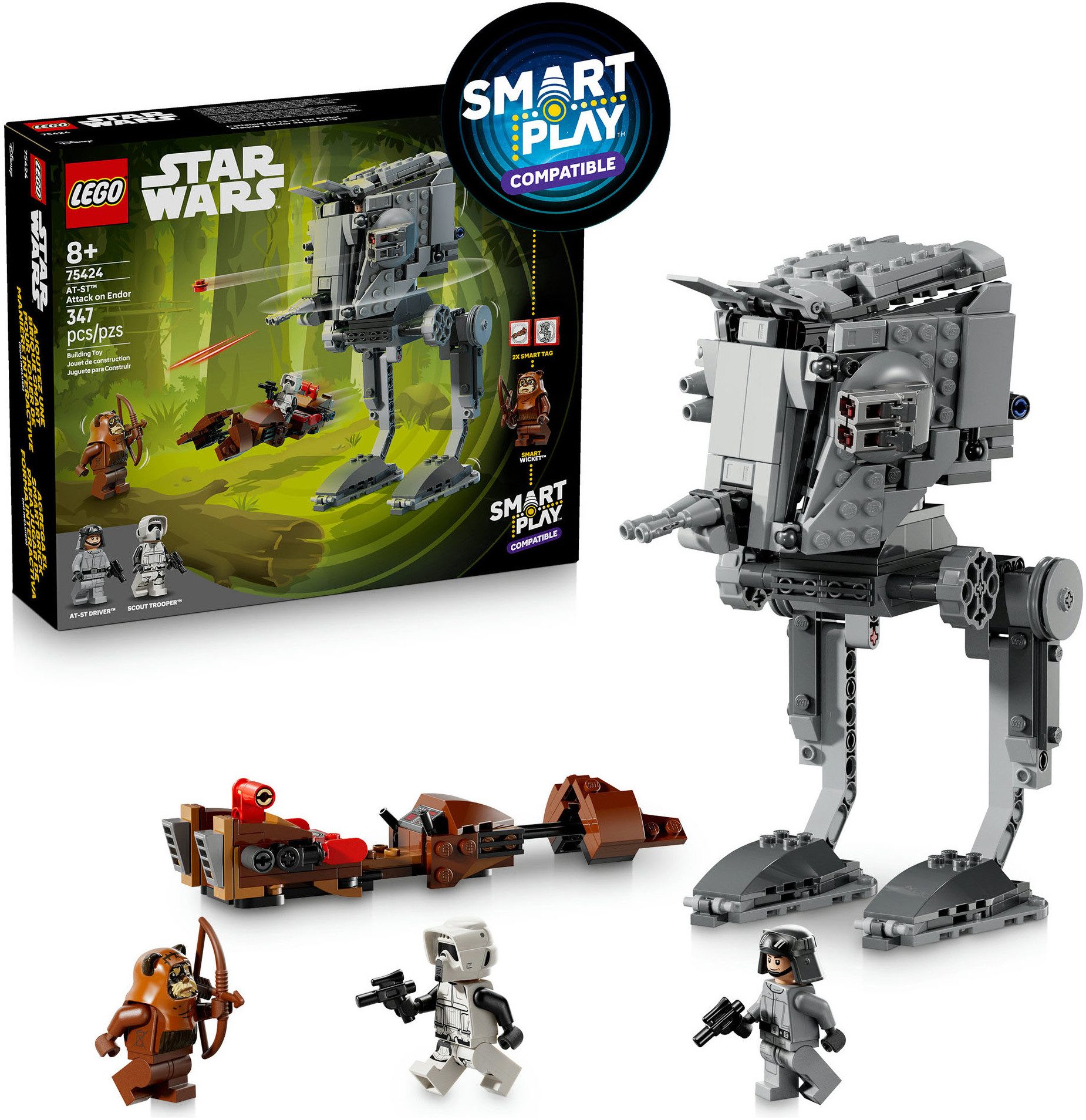 LEGO® SMART Play™ AT-ST Angriff auf Endor (75424), LEGO Star Wars ™ Konstruktionsspielsteine, (347 St), Mit SMART Brick kompatibel (nicht im Lieferumfang enthalten)