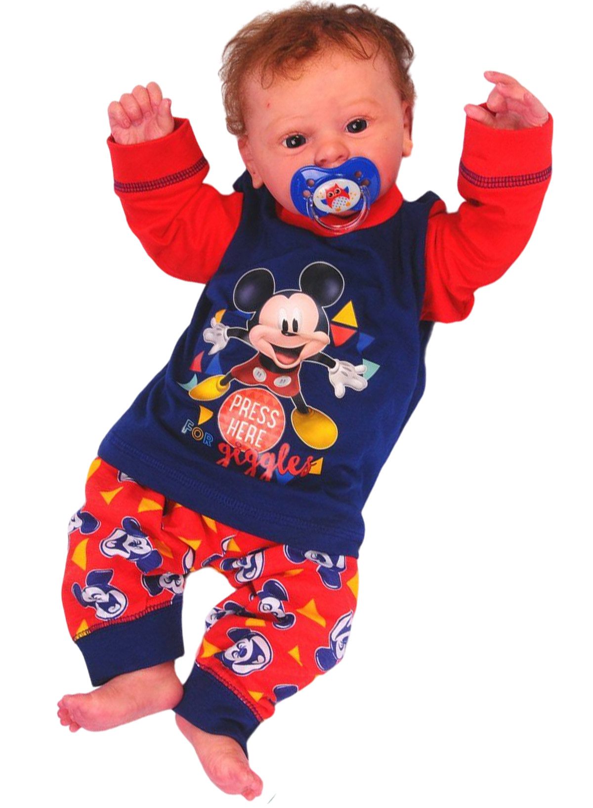 Pyjama Schlafanzug Hose Langarmshirt für Babys und Kinder in Rot Blau aus Baumwolle, 62 68 74 80 86 92 98 104