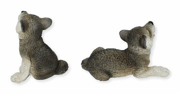 Castagna Tierfigur Deko Figur Wolf Welpen sitzend und liegend Kollektion Castagna aus Resin H 17-22 cm Tierfigur