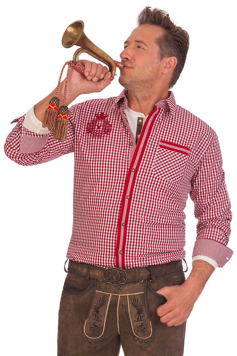 KRÜGER BUAM Trachtenhemd Trachtenhemd - CARLO 2 - rot