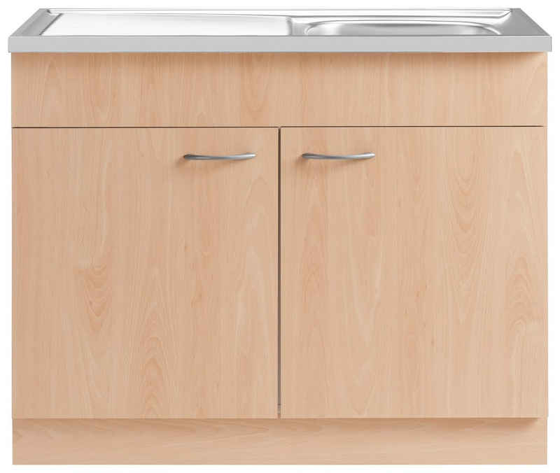 wiho Küchen Spülenschrank Kiel 100 cm breit mit Auflagespüle