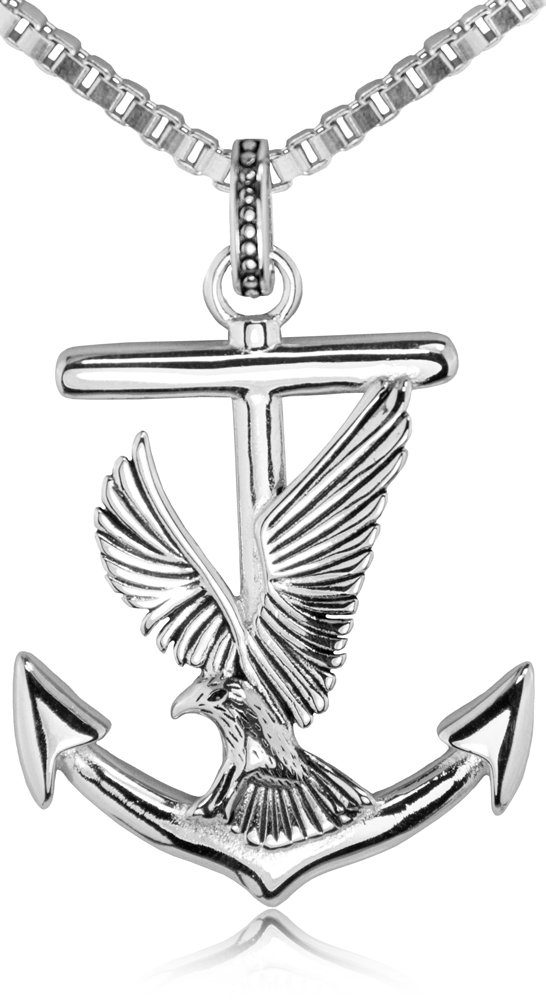 LUISIA® Kette mit Anhänger "Anker mit Adler" 79088 - 925 Silber - Massive Halskette (50 cm Länge), aus Sterling Silber