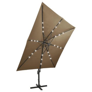 DOTMALL Ampelschirm Alu Sonnenschirm Ø 300 cm mit LED & Ständer, Gartenschirm UV-Schutz