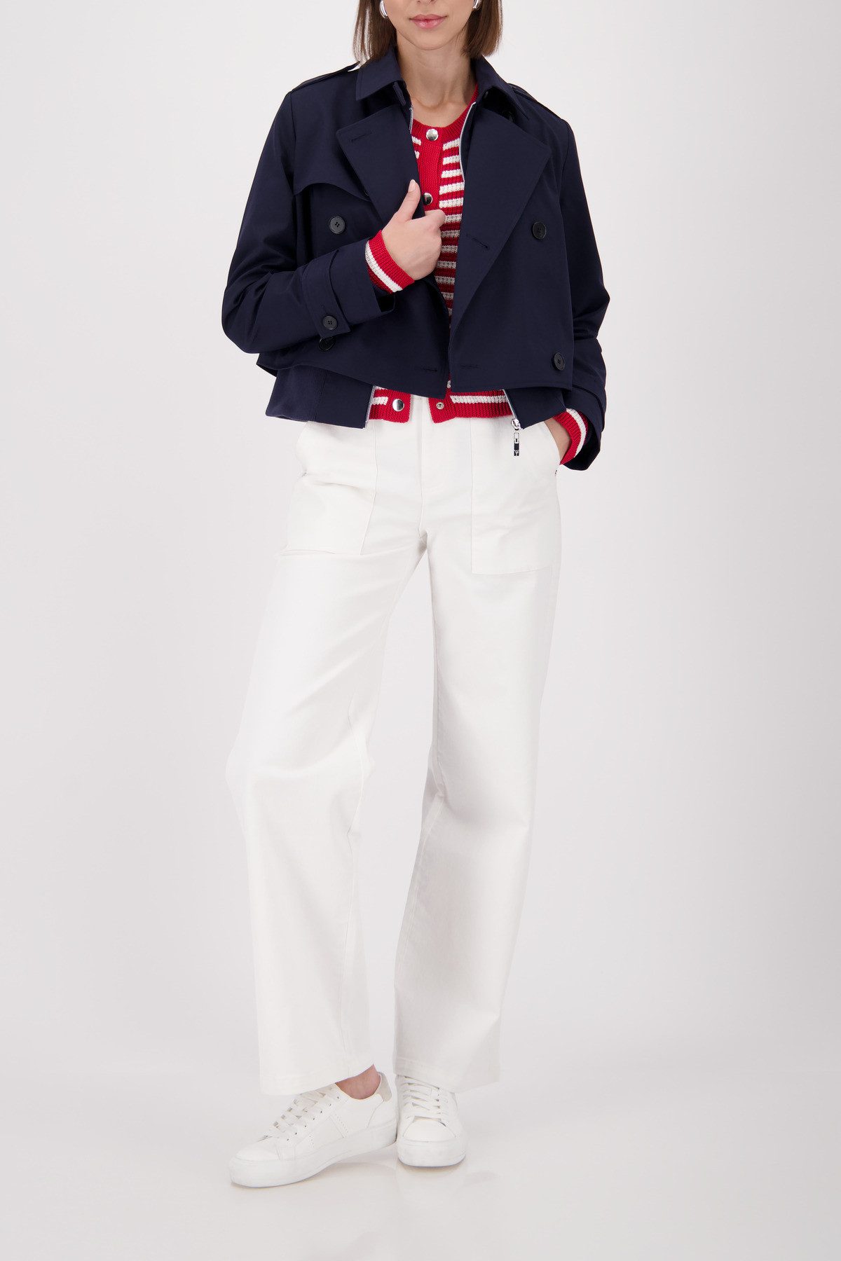 Monari Kurzjacke Jacke Trench kurze Form, Regular Fit, typische Schulterklappen