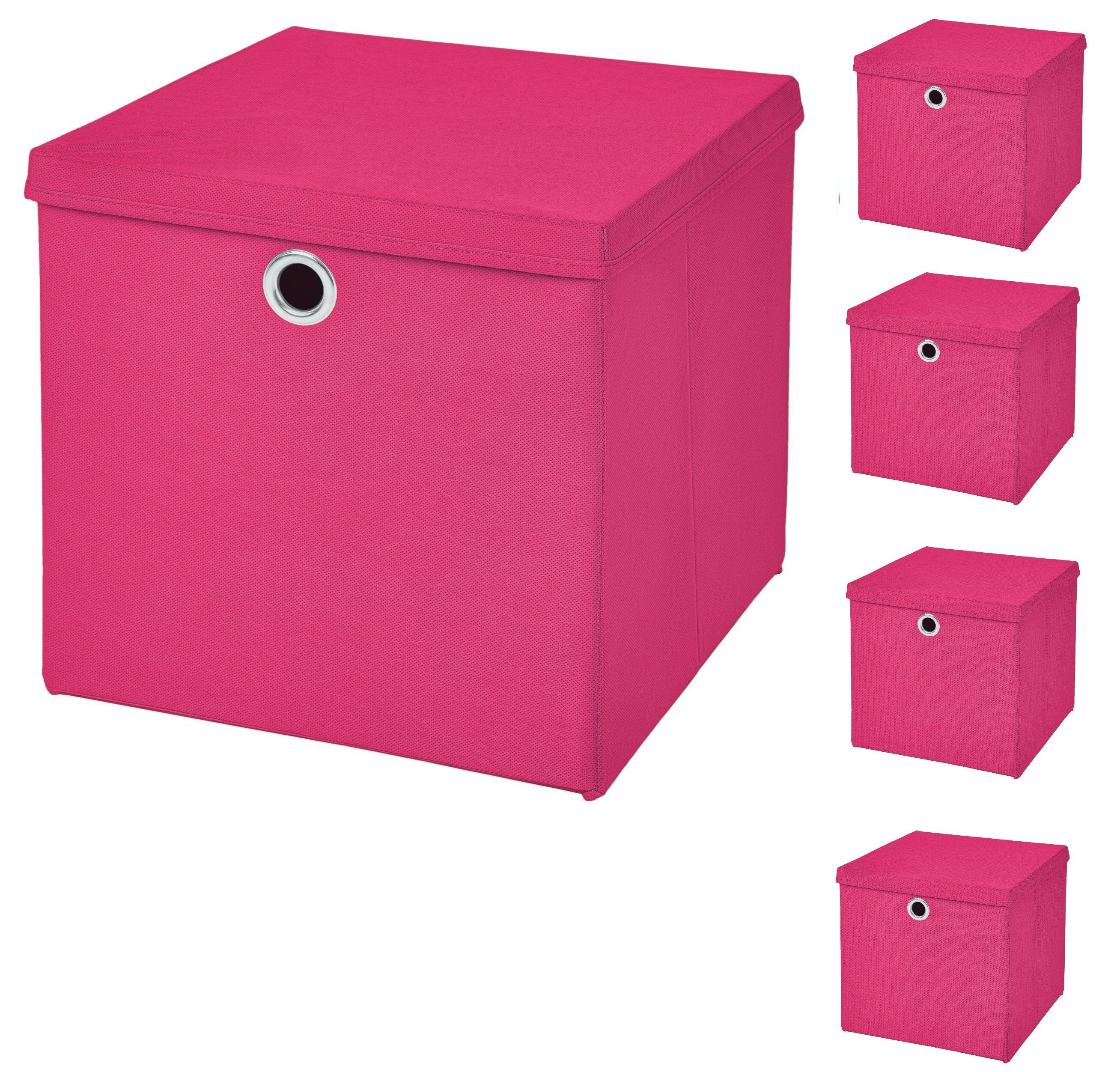 StickandShine Faltbox 5er SET 28 x 28 x 28 cm mit Deckel – perfekt für KALLAX - 19 Farben